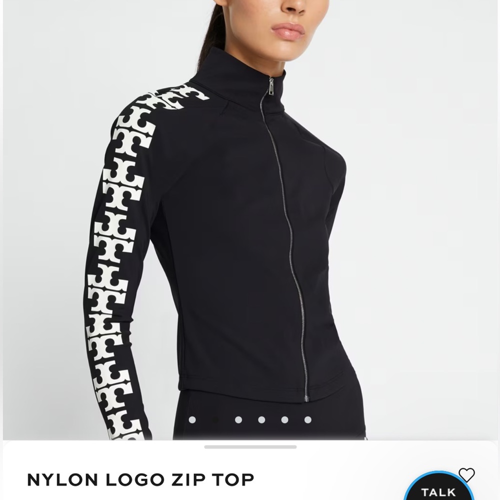 Tory Burch Nylon Logo Zip Top (sz L)